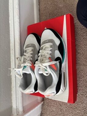 Nike White Gray Black Sneakers with Teal and Orange Details